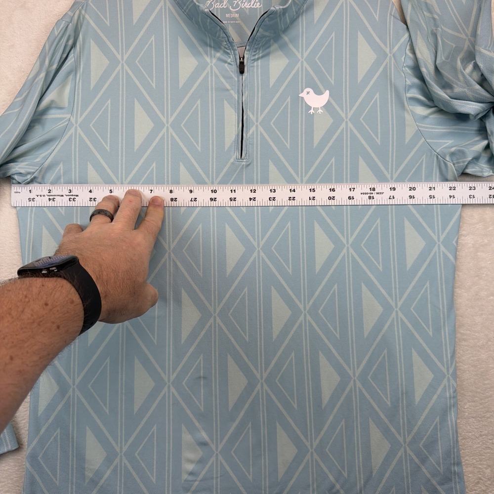 Bad Birdie Quarter Zip Pullover Men's Medium Blue Golf Performance Geometric - Picture 5 of 10